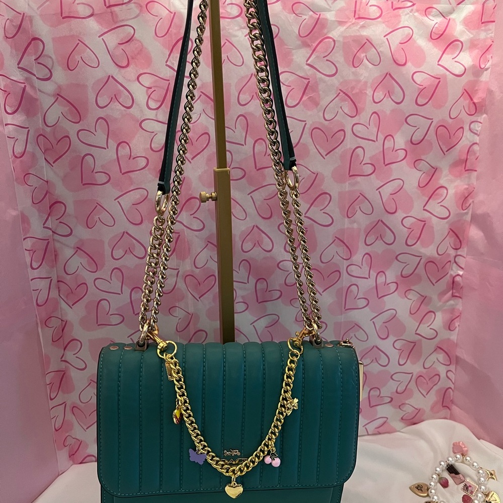 Coach Green Leather Klare Crossbody/ Shoulder Chain Strap Women's Bag